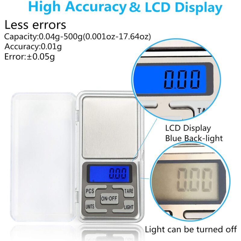 Food Scale, 0.001oz Precise Digital Kitchen Scale Gram Scales Weight Food  Coffee Scale Digital Scales for Cooking Baking Stainless Steel Back-lit LCD  Display Pocket Small Scale, Silver 