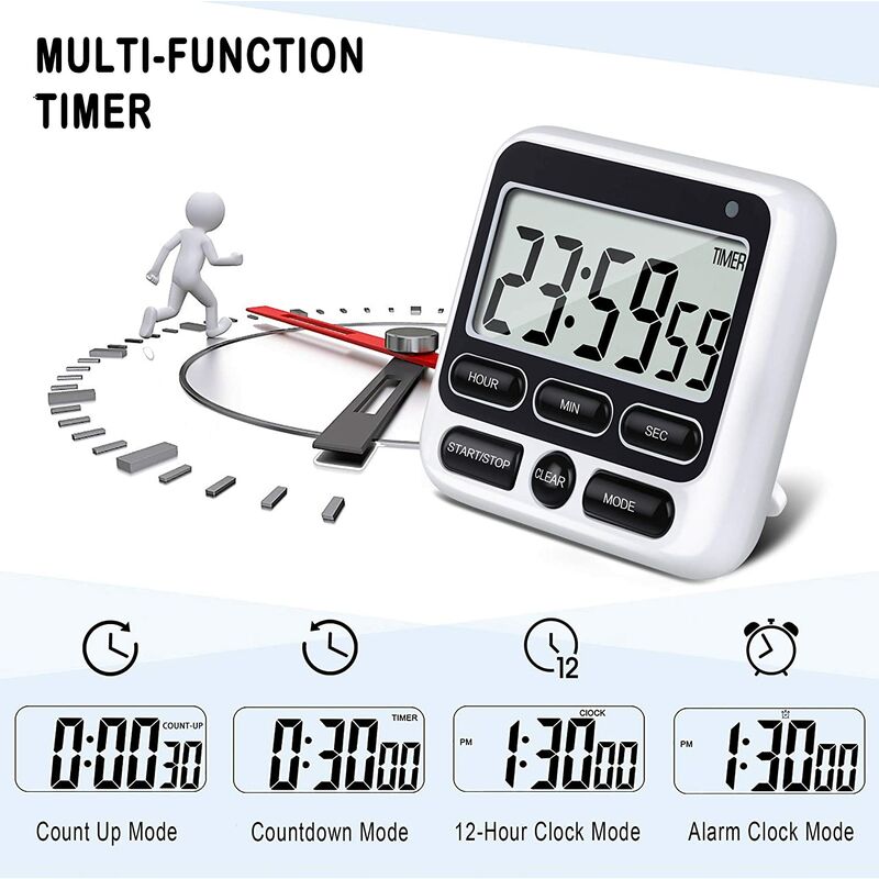 Digital Kitchen Cooking Timer: Magnetic Countdown Countup Egg