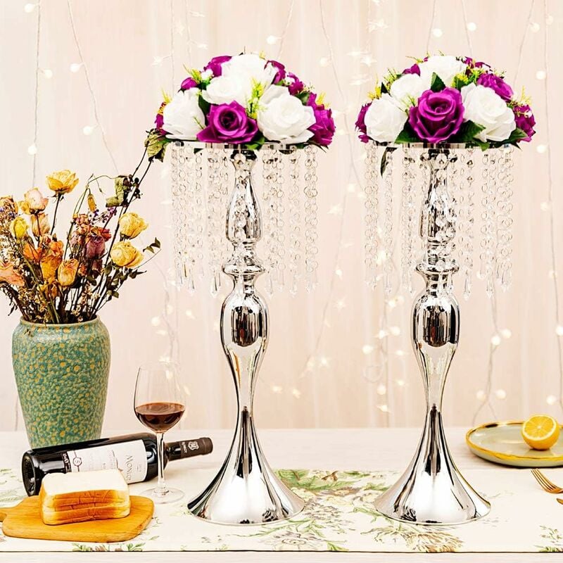 2 Pieces Silver Pillar Candle Holders, Wedding Centerpieces Metal Candle  Holder for 50mm Candles Stand Decoration Ideal for Weddings Special Events