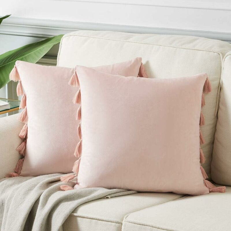 Blush Pink Pillow Covers, Soft Decorative Throw Pillows For Couch, Corduroy  18x18 Pillow Cover, Set Of 2, 18 X 18 Inch, Light Pink