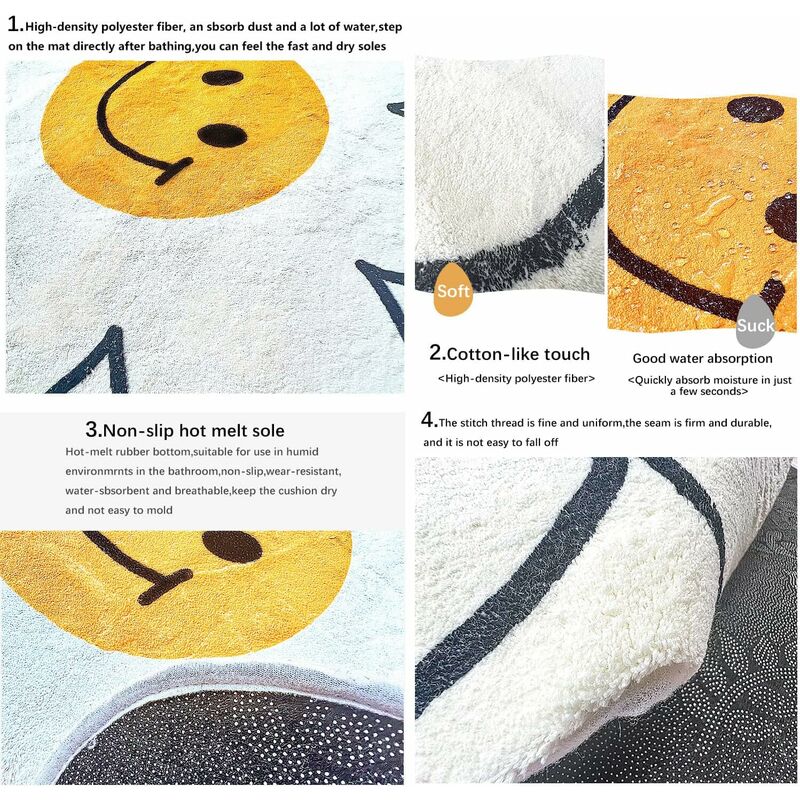 2021, Flocking Fruit Lemon Shape Bathroom Rug Mat Cute Cartoon Bath Mat  Kids Bathroom Decor Non-slip Carpet Absorbent Foot Mat Bathtub Rug  Washable, 4