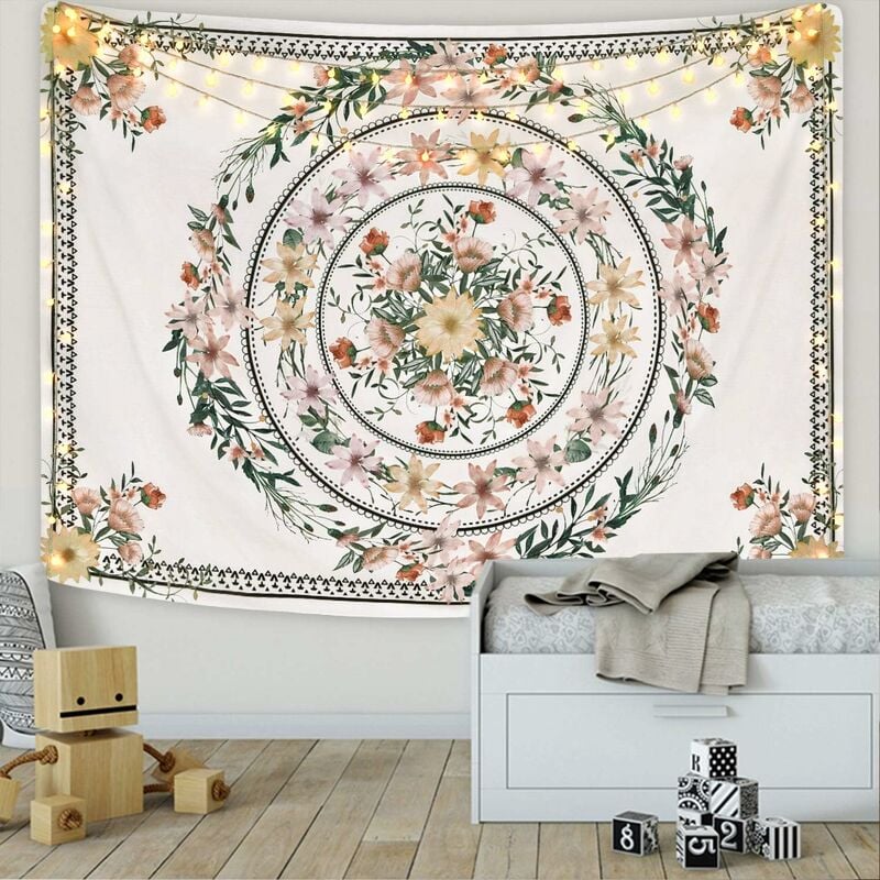 Colorful Floral Plants Tapestry Vintage Herbs Tapestry Wild