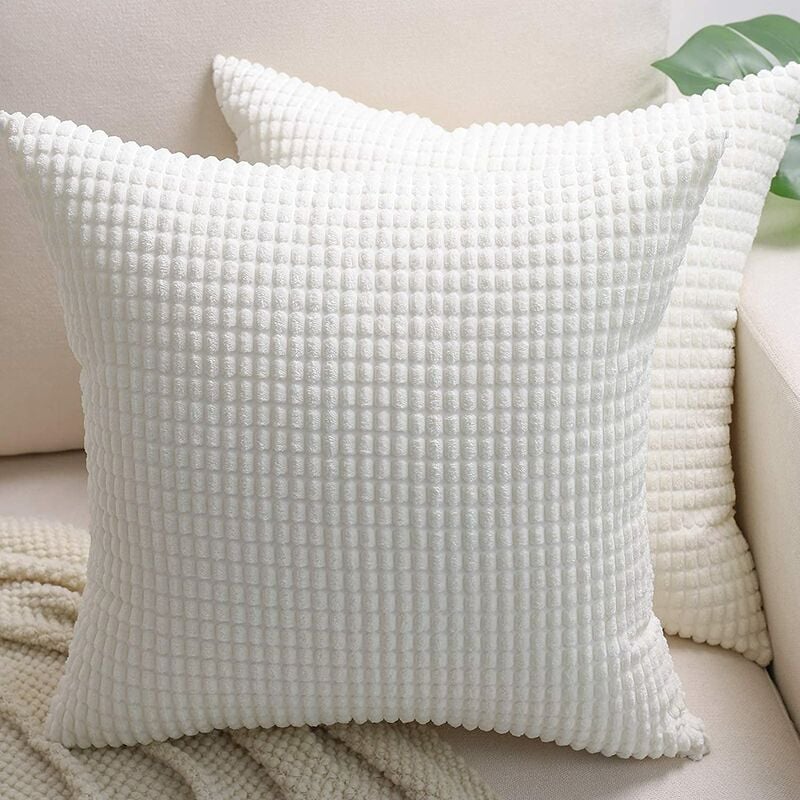 Deconovo Christmas Throw Pillow Covers 18x18 Inch, Set of 2 - Corduroy  Pillow Case for Bed Couch Office, Cream, No Pillow Insert 