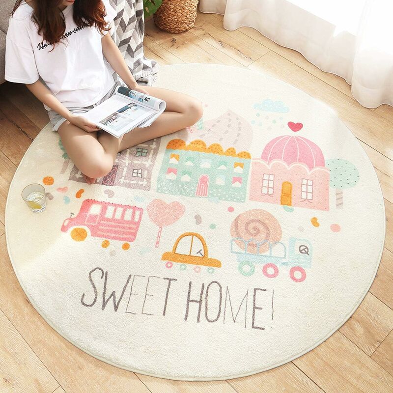  Christmas Shaggy Round Area Rug 3.3Ft - Indoor Plush