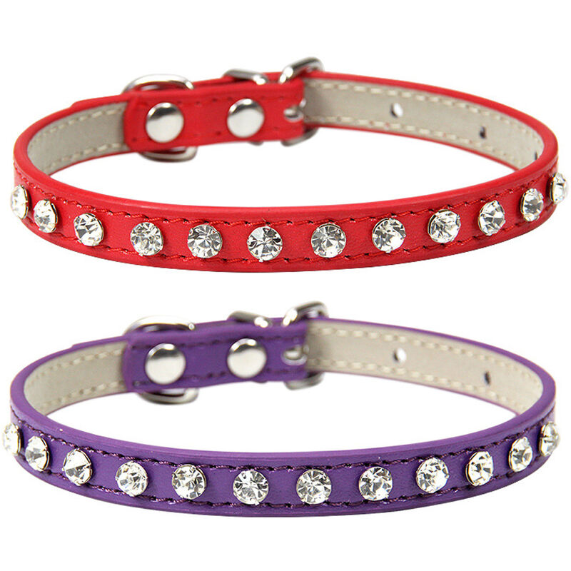 1pcs Pet Collar Rhinestone PU Leather Crystal Diamond Puppy Collar Pet Dog  Collars Pets Supplies Dog Accessories