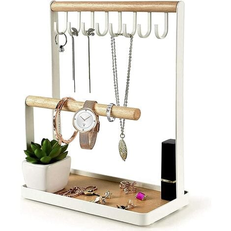 1pc Wooden Base Earring Holder Stand, Detachable Jewelry Display Rack,  Tabletop Earring Storage Organizer