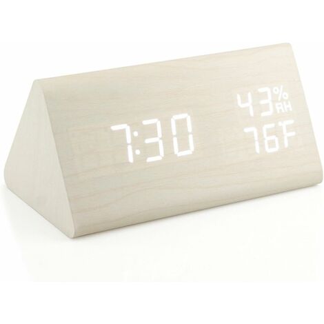 LED Wooden Alarm Clock, Electronic Digital Adjustable Brightness