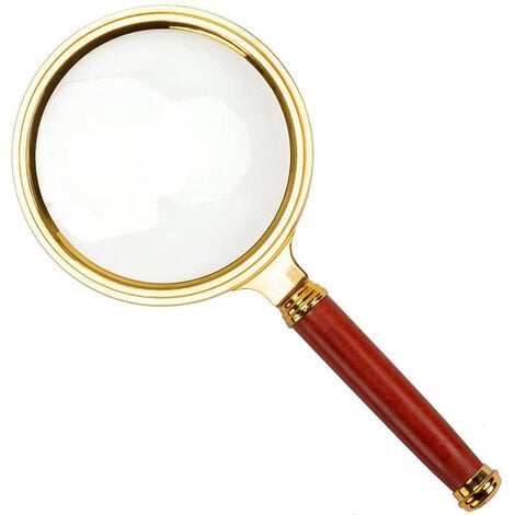 Handheld Magnifying Glass With Wooden Handle, Antique Copper Magnifier For  Hobbies Elderly Reading, Macular Degeneration-10x