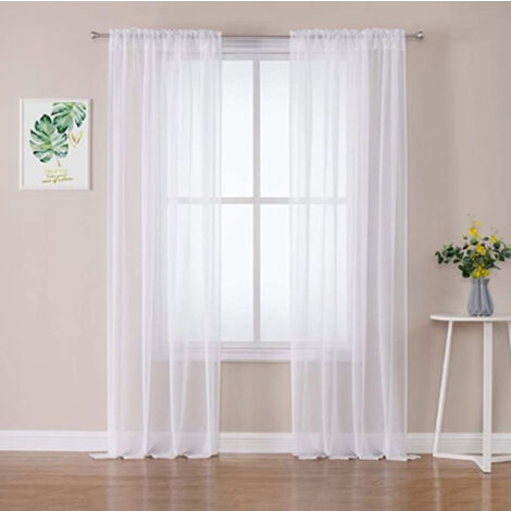 Sheer Curtains Living Room Rod Pocket Window Curtain Panels Bedroom