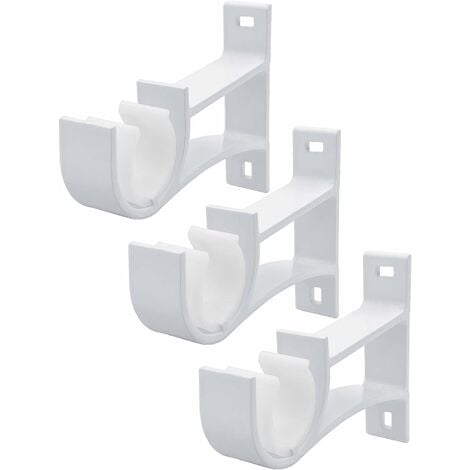 Curtain Rod Bracket, Small Curtain Rod Brackets Holder for Curtain Rods  Heavy Duty Curtain Rod Hooks for Wall, Easy to Installation-3p single  hole-White