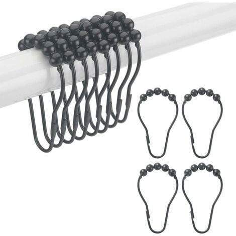 Shower Curtain Hooks Rings, Rust-Resistant Metal Shower Curtain Hooks Rings  for Bathroom Shower Rods Curtains 