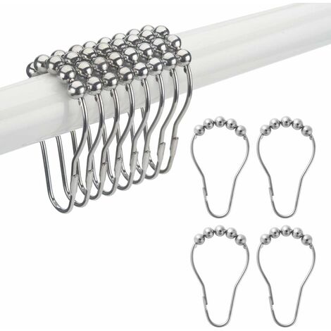 Shower Curtain Hooks Rings, Rust-Resistant Metal Shower Curtain Hooks Rings  for Bathroom Shower Rods Curtains - Set of 12, Bronze-Chrome