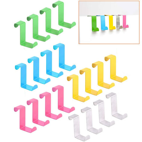 20 Pack Pink Door Hooks 5 Colors Metal Double Sided Z-Shape