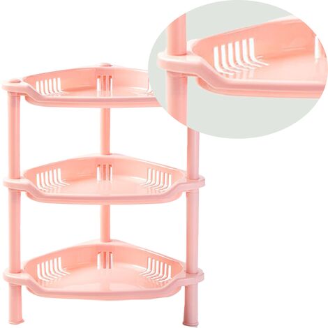 Bathroom Organizers Adhesive Shelf Storage with Towel Bar, Wall Mounted  Floating Shelves Corner Suction, Shampoo Shower Caddy Rack, Pink