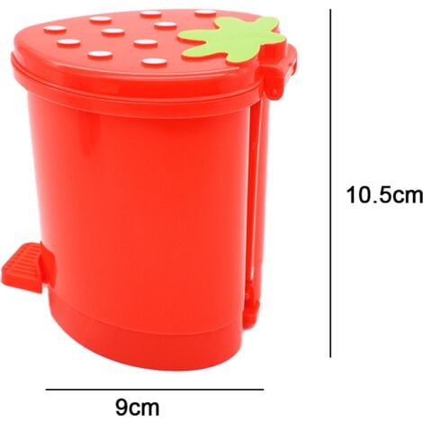 Cute Desktop Trash Can Mini with Swing Lid Mini Countertop Trash Cans Red