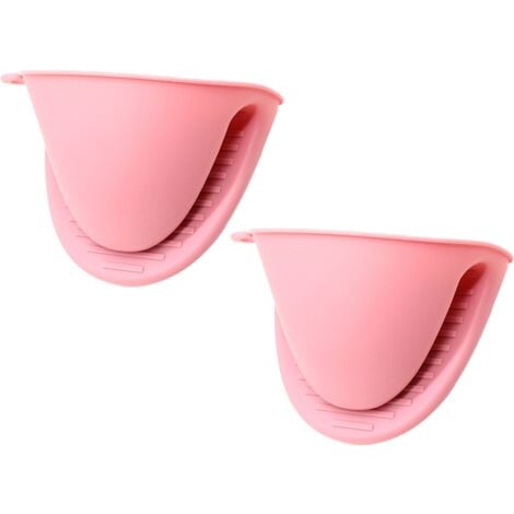 Thickened Mini Oven Gloves Silicone Oven Mitts Finger Pot Holder | Harfington, Pink