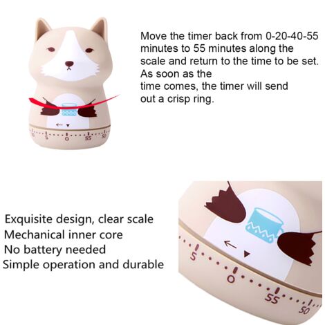 Cute Kitchen Timer, Mechanical Timer for Kids,60 Minute Egg Timer for ...