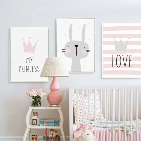Pink Baby Posters Set Rabbit ...