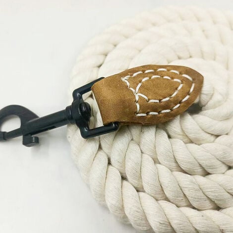 Strong Rope Dog Leash Braided Cotton Rope Leash with Leather Handle Heavy  Duty Clasp