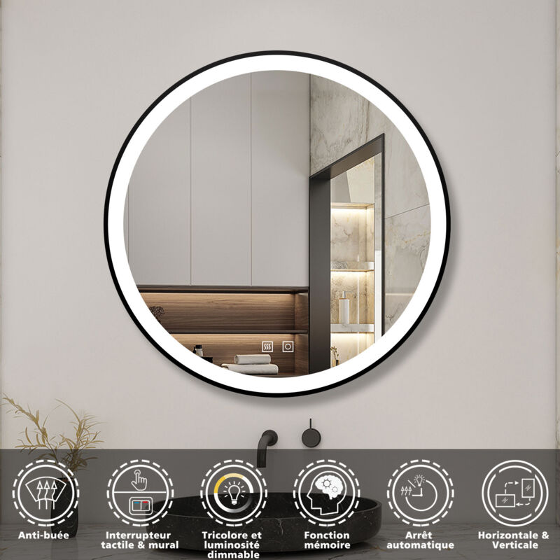 Biubiubath Miroir de salle de bain LED, rétro-éclairé, 120x70cm, Mémoire + Dimmable + Anti-Buée, CE IP44 Biubiubath Miroir de salle de bain LED, rétro-éclairé, 120x70cm, Mémoire + Dimmable + Anti-Buée, CE IP44