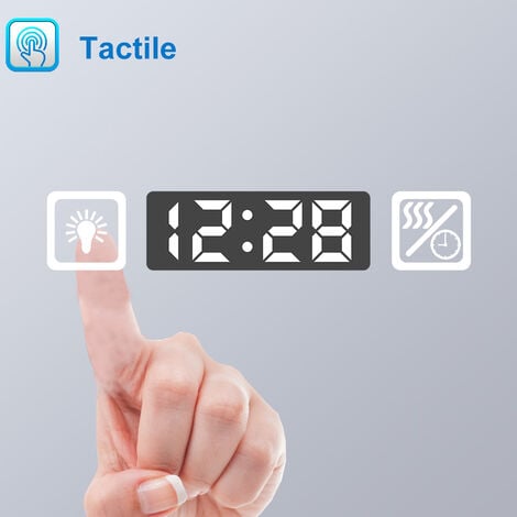 Biubiubath 80x80cm Horloge Miroir Rond de Salle de Bain LED Tricolore Anti-Buée