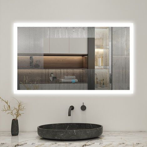 Biubiubath – Miroir lumineux de salle de bain 120x70cm – Anti-buée – Lumières LED avec gradation – Épaisseur 5mm – Installation facile horizontale/verticale (1/5)