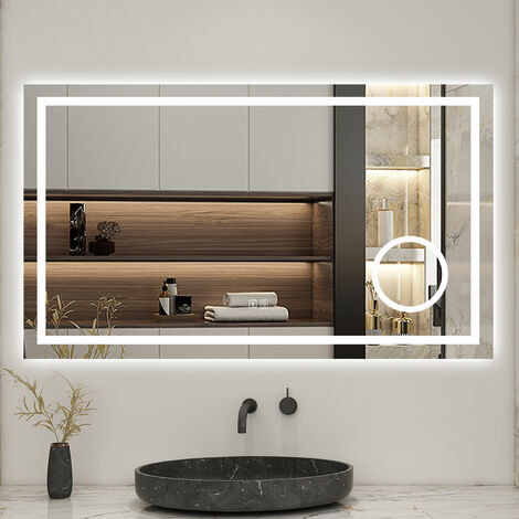 Biubiubath 160x80cm LED miroir de salle de bain tricolore anti-buée + bluetooth + loupe + mémoire + dimmable (1/5)