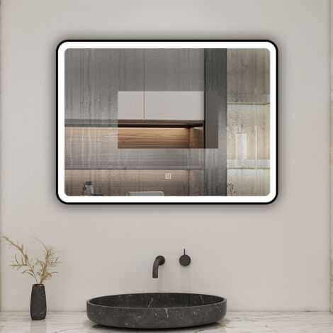 Miroir Salle De Bain LED Asymétrique 100x80 Cm - Anti-buée, 3 Couleurs, Gradation, Mémoire, IP44 - 3