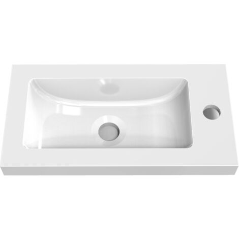 Biubiubath – Vasque à encastrer rectangulaire en marbre artificiel blanc 44.5x23.5x8 cm – Conception anti-débordement – Écoulement rapide