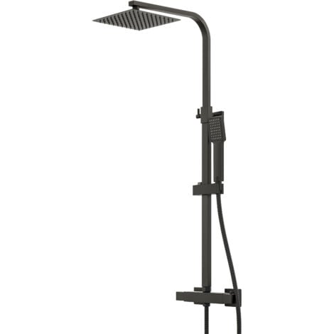 Biubiubath colonne de douche thermostatique de salle de bain Biubiubath, robinet de douche thermostatique en laiton, système de pulvérisation et de colonne montante carrée en acier inoxydable, réglabl