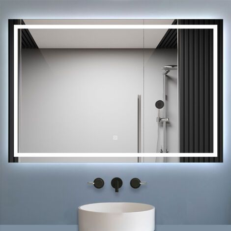 Biubiubath Miroir Salle de Bain LED Anti-buée, avec éclairage 150 x 80cm Dimmable, Fonction Mémoire, IP44 HD Verre Miroir-Mural