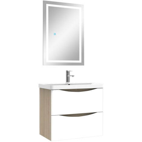 Biubiubath Ensemble meubles Salle de Bain 60cm simple vasque + Miroir Lumineux (1/5)