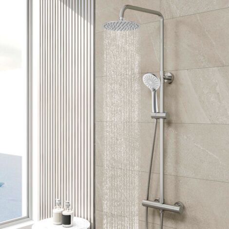 Biubiubath colonne de douche thermostatique, mitigeur en laiton avec douchette 3 jets, réglable en hauteur, kit de douche pour salle de bain (1/5)