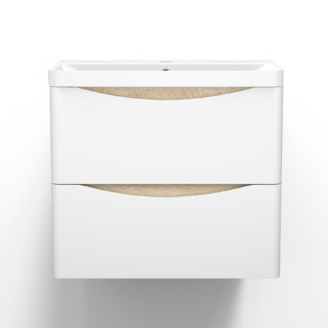 Biubiubath Ensemble de meuble Salle de Bain de Rangement + Tiroir, 59 x 34.5 x 50 cm, Blanc,sans vasque (1/5)
