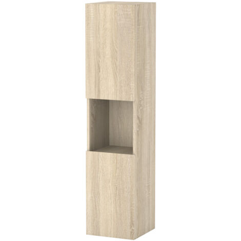 Biubiubath Colonne de Salle de Bain Haute + 2 Porte, Compartiment,30 x 30 x 131.5 cm Chêne