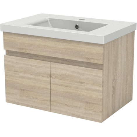 Biubiubath Ensemble de meuble Salle de Bain de rangement + 2 portes ouvrantes, sans vasque, 59 x 38,5 x 40 cm, Blanc (1/5)
