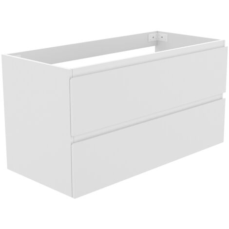 Biubiubath Ensemble de meuble Salle de Bain Blanc 100cm, suspendu avec 2 tiroirs, sans compter vasque (1/5)