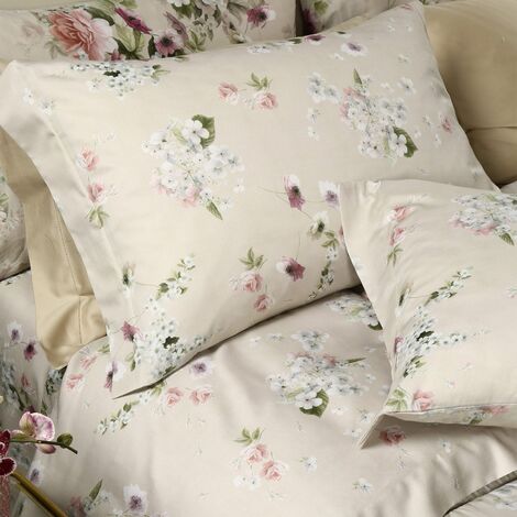 Completo Letto Matrimoniale Lenzuola Floral Avorio in Cotone Caleffi