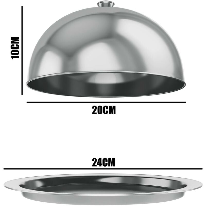 Stainless Steel Cloche Food Cover Dome Serving Plate Dish Dining Dinner For  Home Kitchen Restaurant Cafe