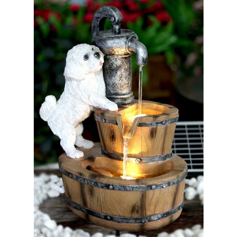 Solar Fountain Outdoor Garden Water Feature LED Polyresin Statues