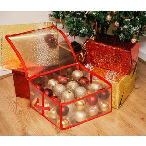 Christmas Tree Zip Up Storage Bag Sturdy Cover Sack with Carry Handles (Baubles Storage Bag (L 30 x W 30 x H 15 cm))
