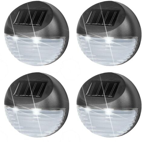 Solar Powered LED Garden Fence Lights Wall Patio Door Decking Outdoor Lighting (4 x Solar Fence Lights)
