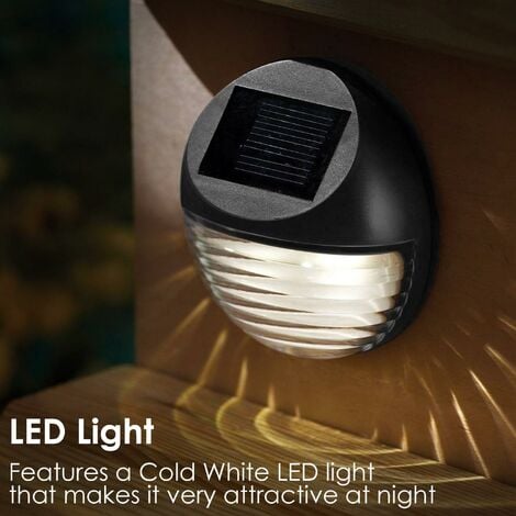 Solar Powered LED Garden Fence Lights Wall Patio Door Decking Outdoor Lighting (4 x Solar Fence Lights)