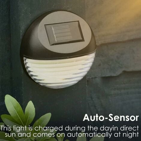 Solar Powered LED Garden Fence Lights Wall Patio Door Decking Outdoor Lighting (4 x Solar Fence Lights)