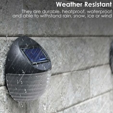 Solar Powered LED Garden Fence Lights Wall Patio Door Decking Outdoor Lighting (4 x Solar Fence Lights)