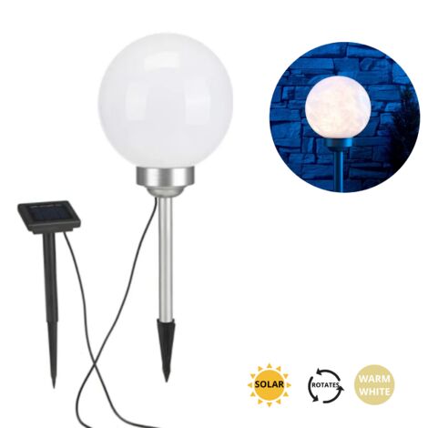 Solar LED Rotating Garden Mood Ball Sphere Globe Stake Light Warm White