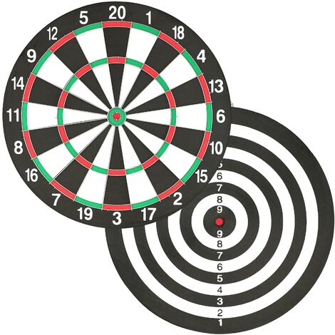 Full Size 17 Inch Dart Board For Adults Or Kids Double Sided Dartboard Game  with 6