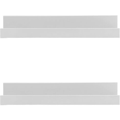 Set of 2 Floating Wall Shelves Picture Ledge Display Racks Book Hanging Shelf (White, 30 x 10 x 5 cm)