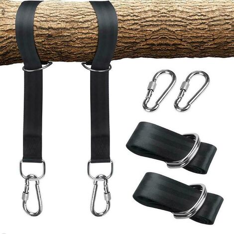 Hammock Straps Swing Tree Strap Hanging Chair Ropes Fixed Fixing Kit Rope  Hook Outdoor Heavy Buckle Duty Carabiner 
