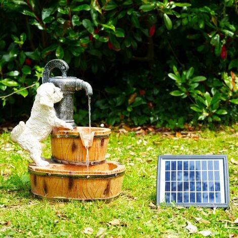 Solar Fountain Outdoor Garden Water Feature LED Polyresin Statues Home  Decoration - Puppy